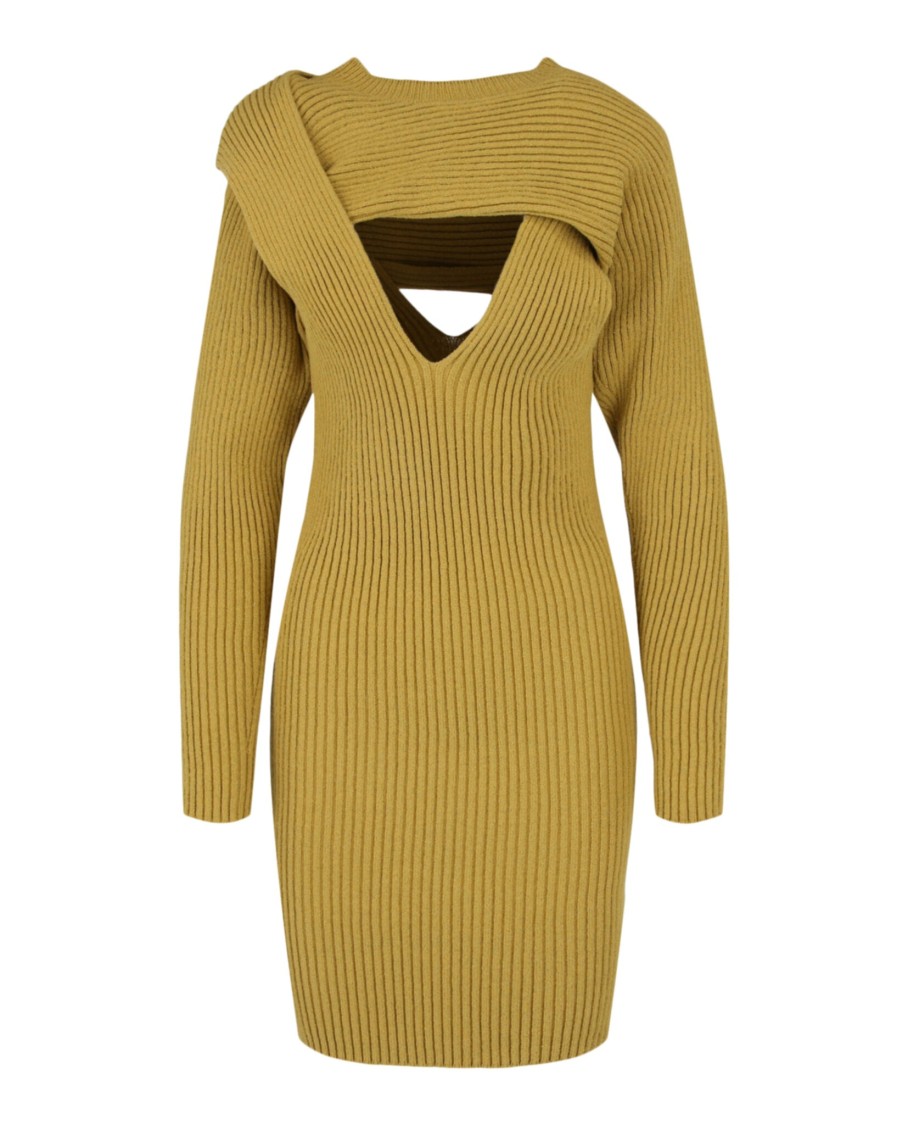 Bottega Veneta Ribbed-knit Dress In Green