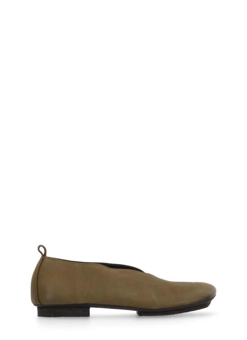 UMA WANG UMA WANG OLIVE GREEN SMOOTH LEATHER BALLET SHOES