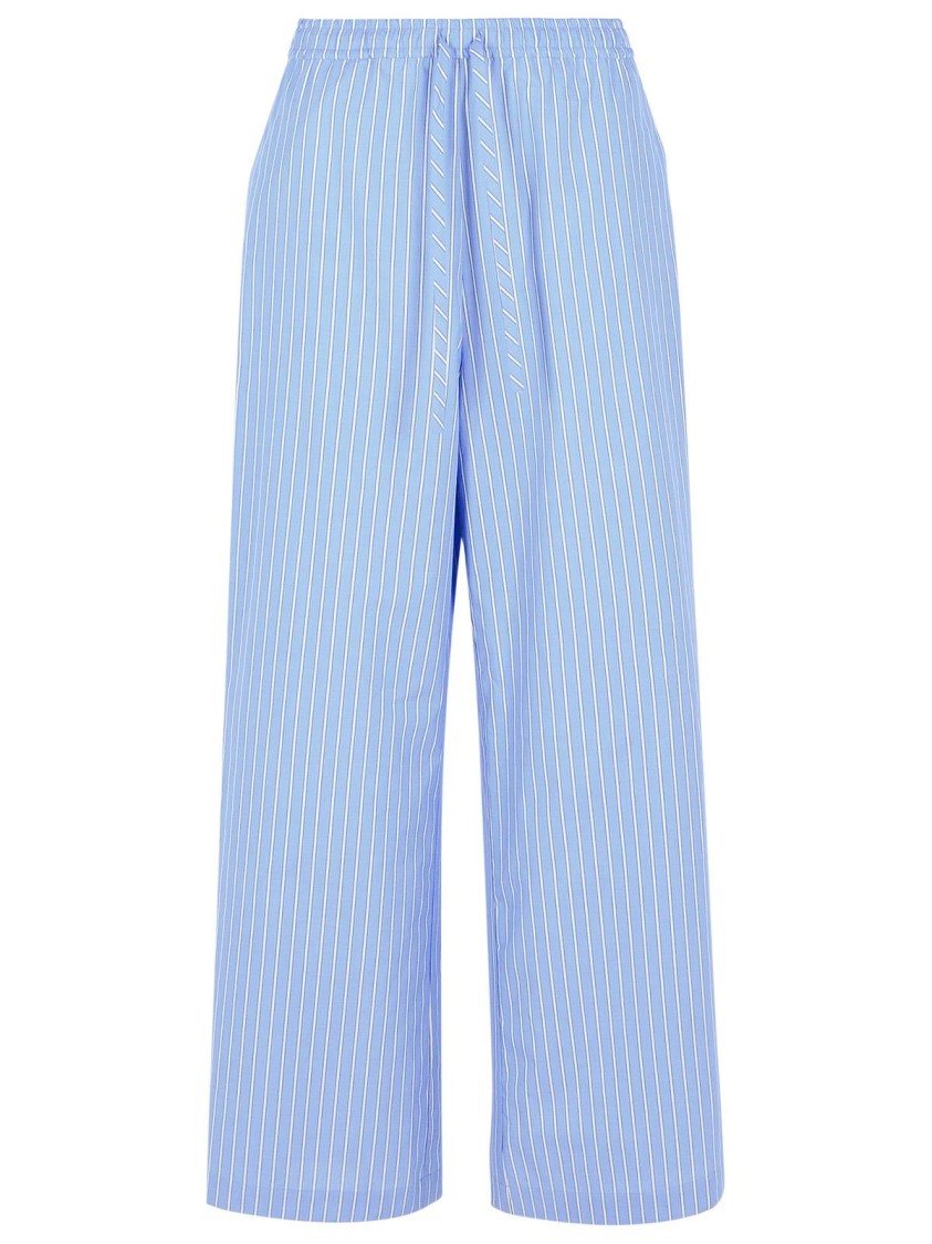 Marni Cotton Trousers With Elastic Waistband And Striped Pattern In Blue
