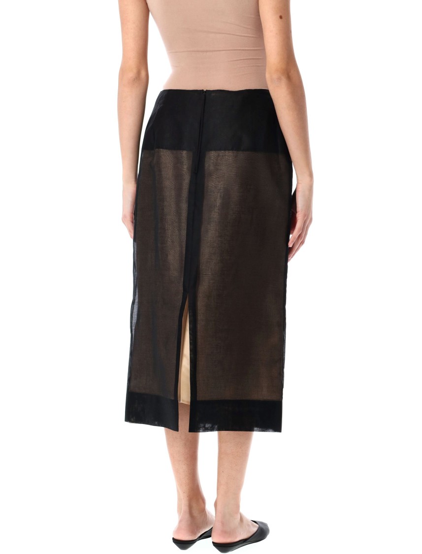 Shop Carven Black Midi Skirt With Back Zip Closure