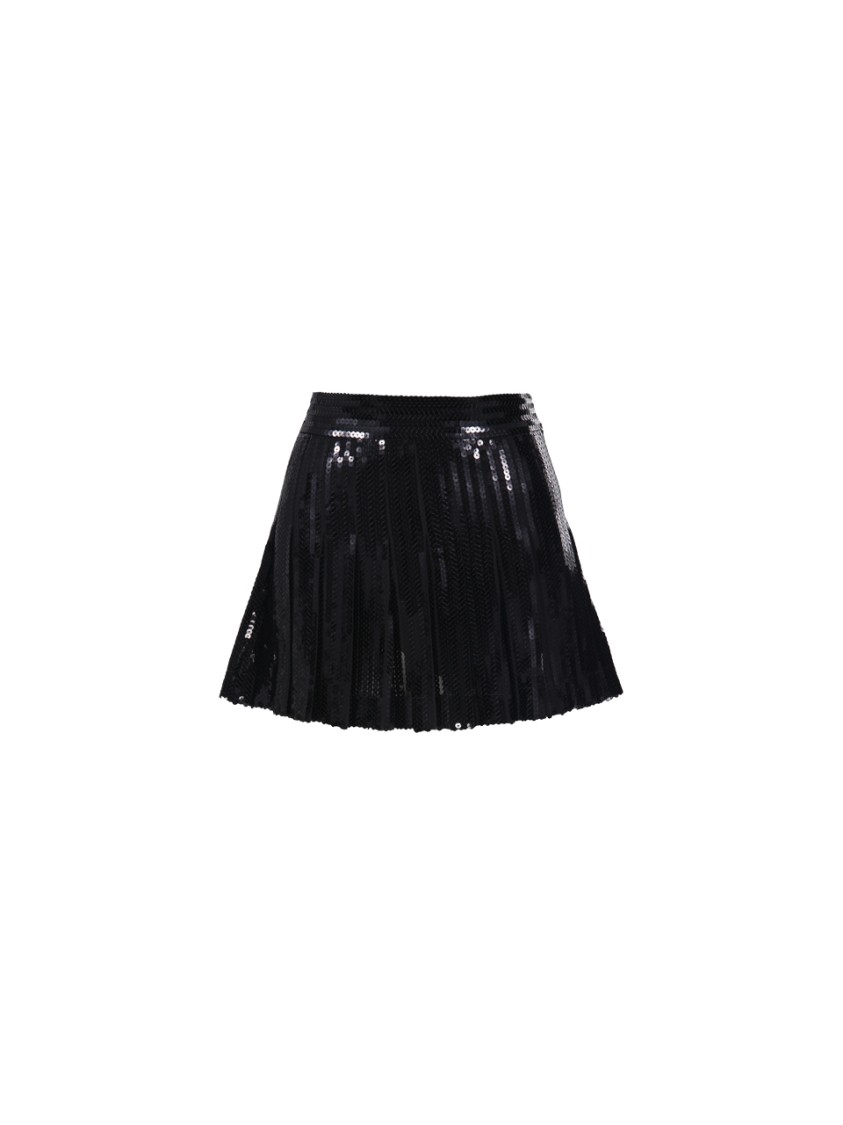 P.a.r.o.s.h Parosh Flared Mini Skirt With Pleated Design In Black