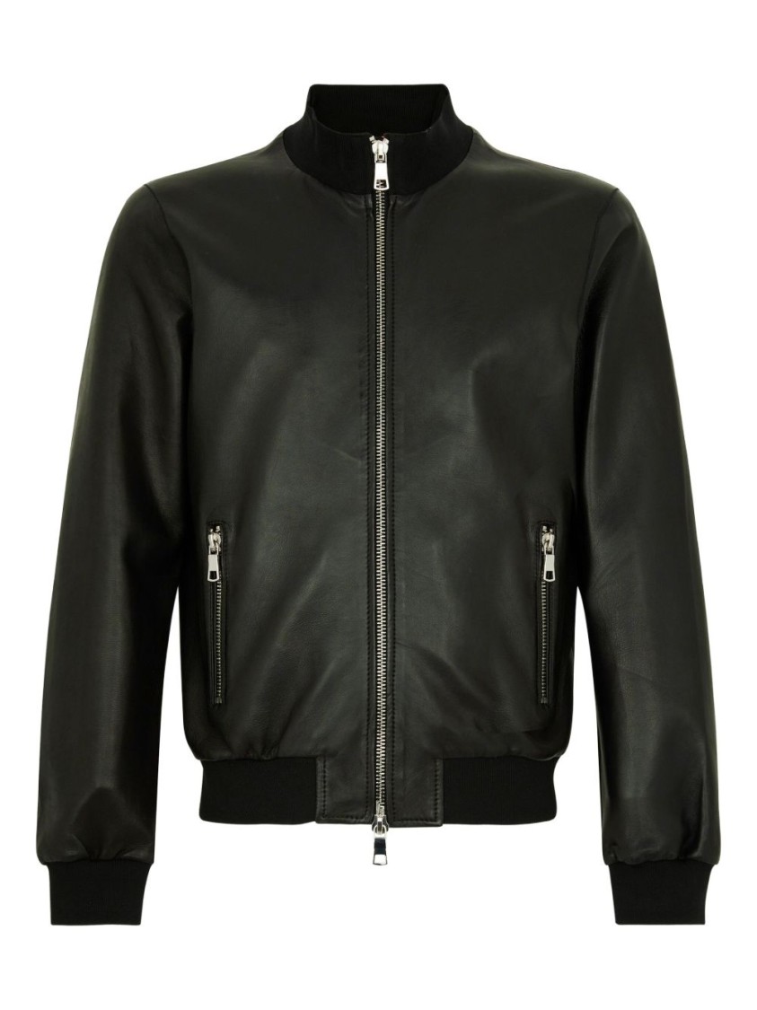 Shop The Jack And Jackie Leathers Bomber Jacket With Smooth Leather Finish