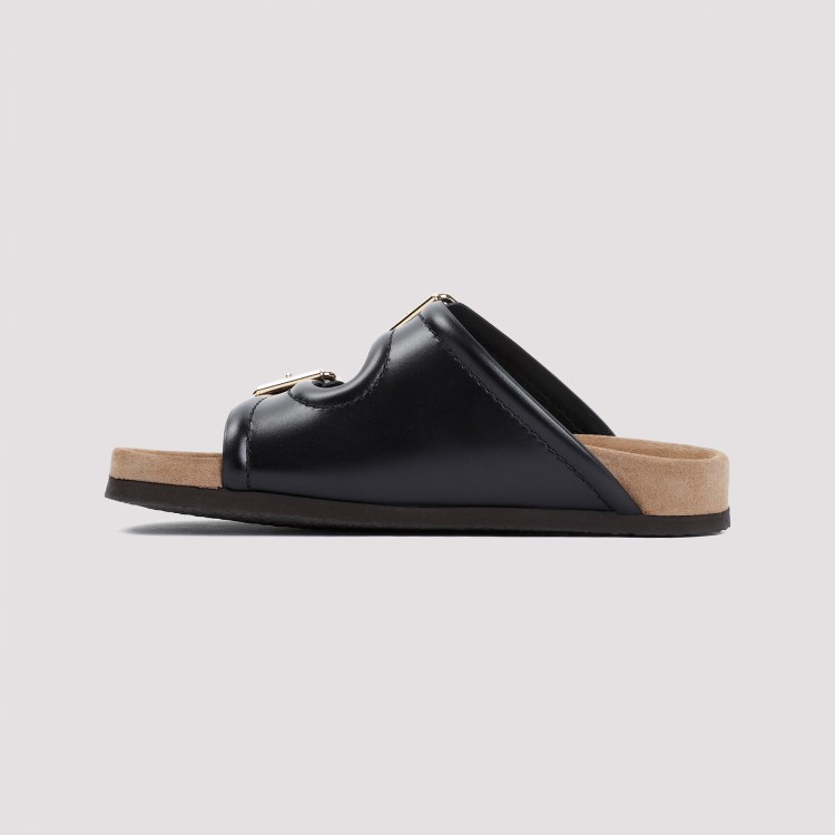 サンダル・ミュール VALENTINO Black leather Fussfriend slippers P00923828.jpg