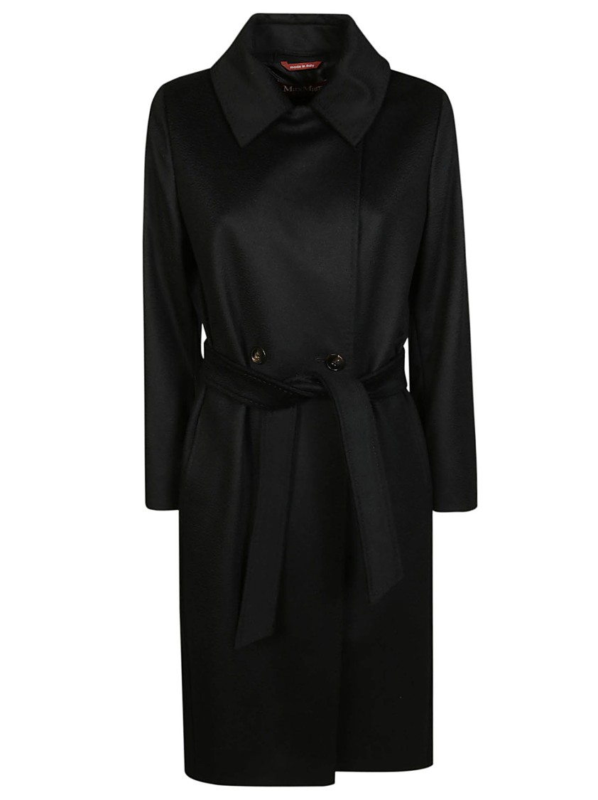 Max Mara Straight-cut Black Coat With Double-button Closure