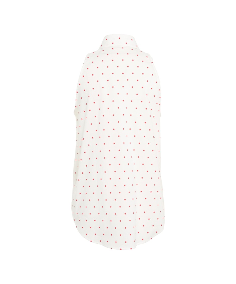 Himon's Himons Polka Dot Sleeveless Blouse With Kent Collar In Neutral