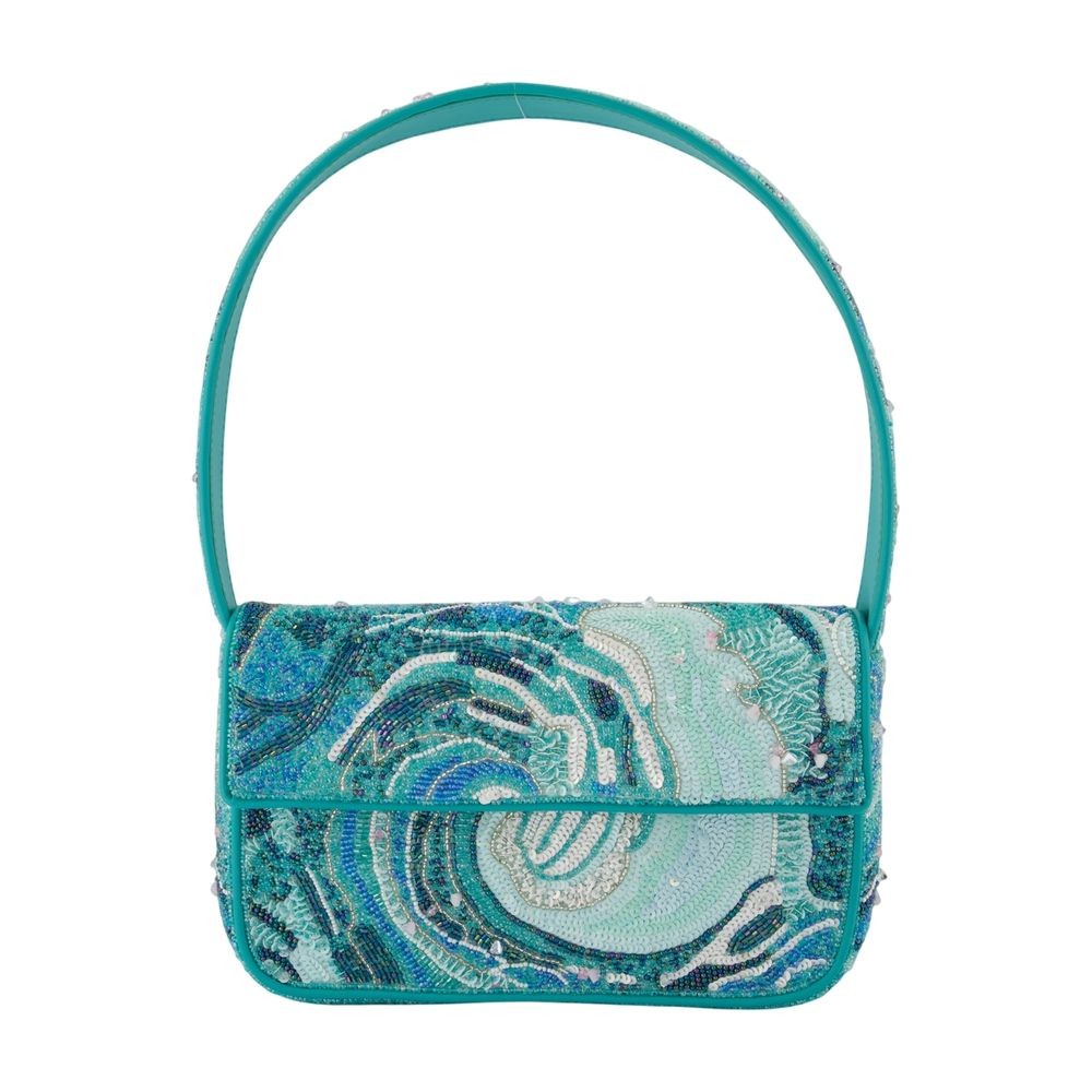 ショルダーバッグ・ポシェット STAUD  Beaded Shoulder Bag - Staud - Synthetic - Blue Staud Tommy Beaded Shoulder Bag - Synthetic - Blue | ModeSens