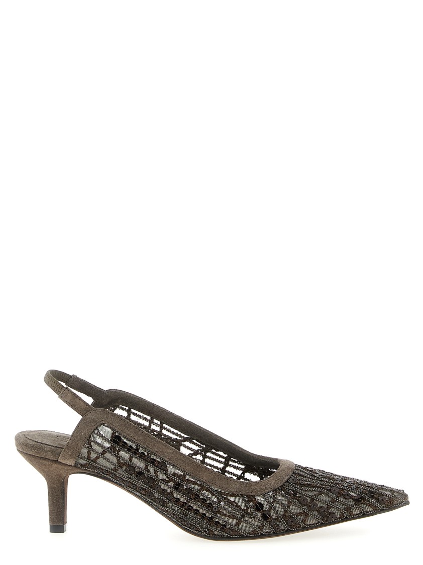パンプス Brunello Cucinelli 'City Glistening Abstract Embroidery' Abstract Embroidery City heels for Woman in Chocolate