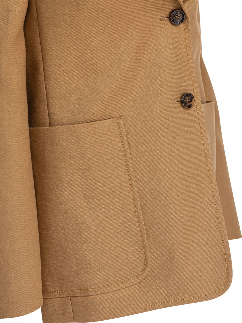 Max Mara Single-breasted Linen Blazer In Brown