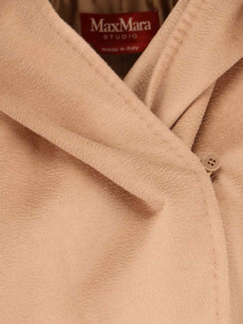 Max Mara Belted Waist Hooded Jacket Pockets In Neutral