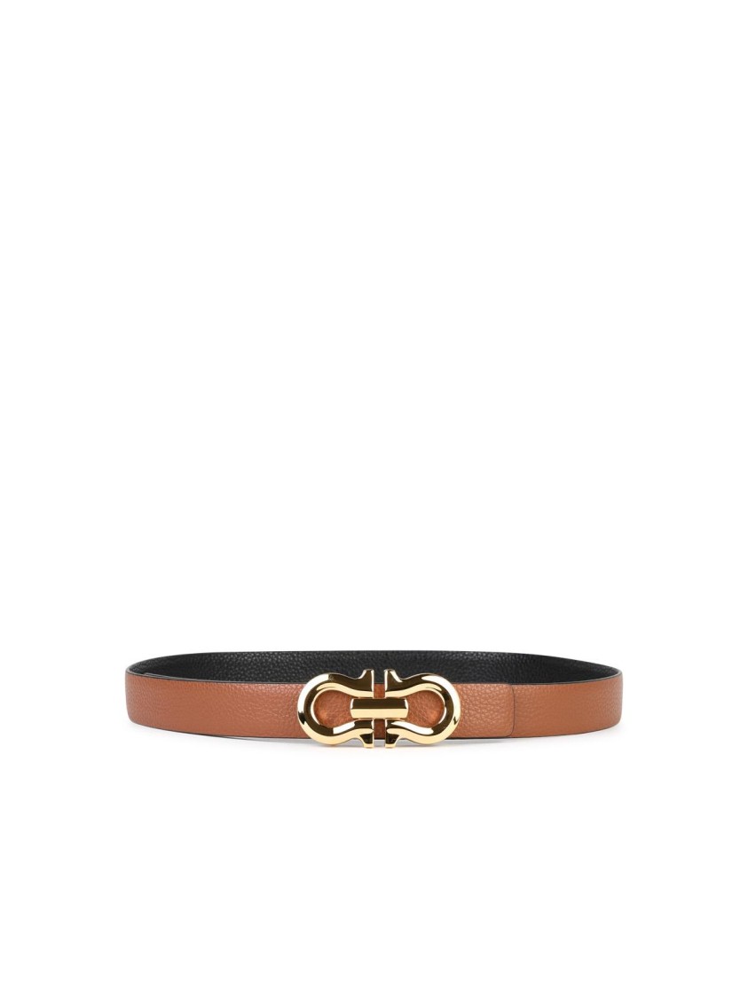 Ferragamo Leather Belt Adjustable Gold-tone Buckle