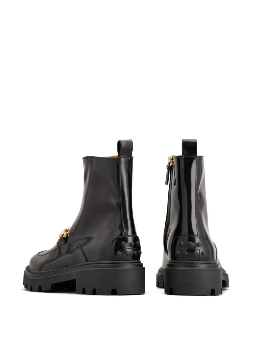 Tod's Glossy Black Ankle Boots In Black