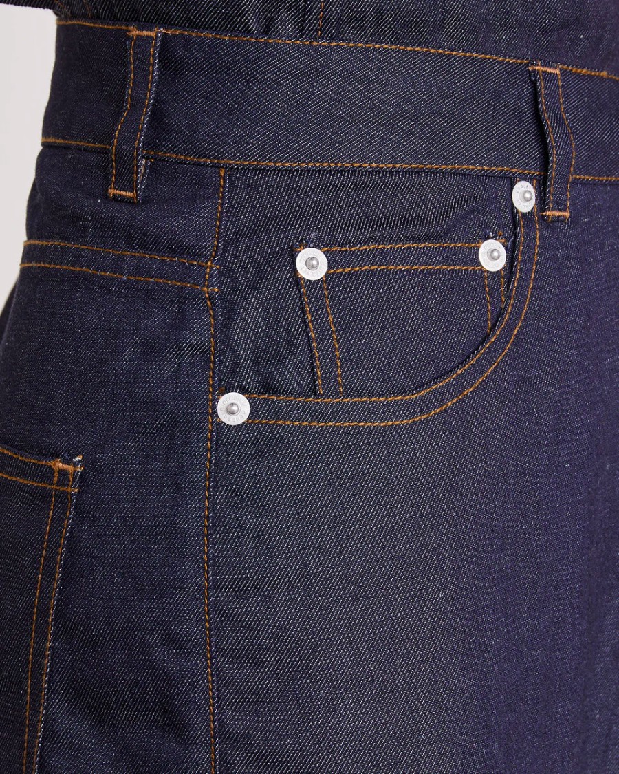 Officine Generale Dark Indigo Mid Waisted Wide Leg Jeans In Black