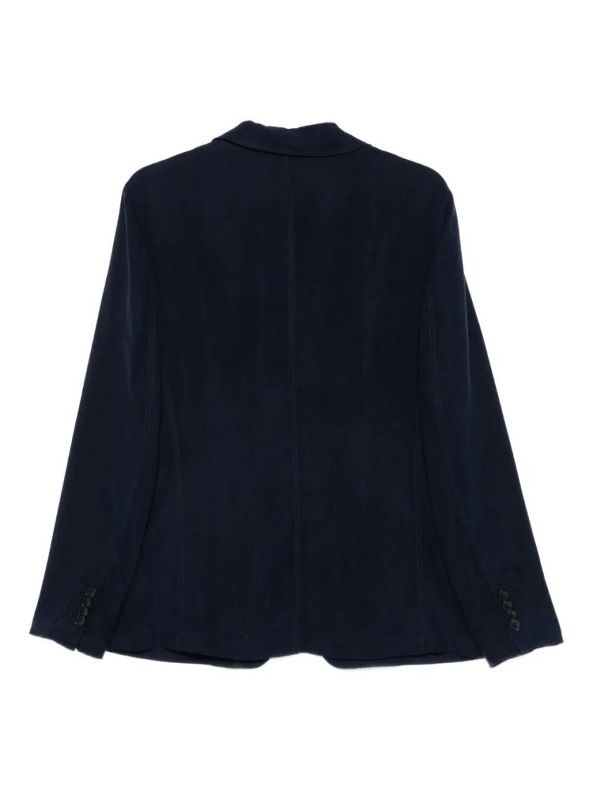 Giorgio Armani Tailored Cupro Jacket With Notched Lapel In Black