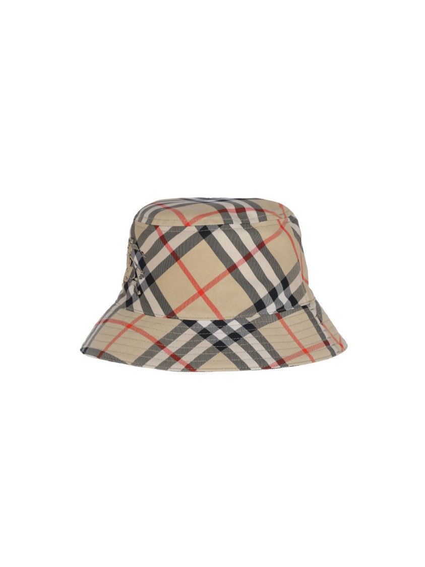 Burberry "ekd" Bucket Hat – Beige Check In Neutrals