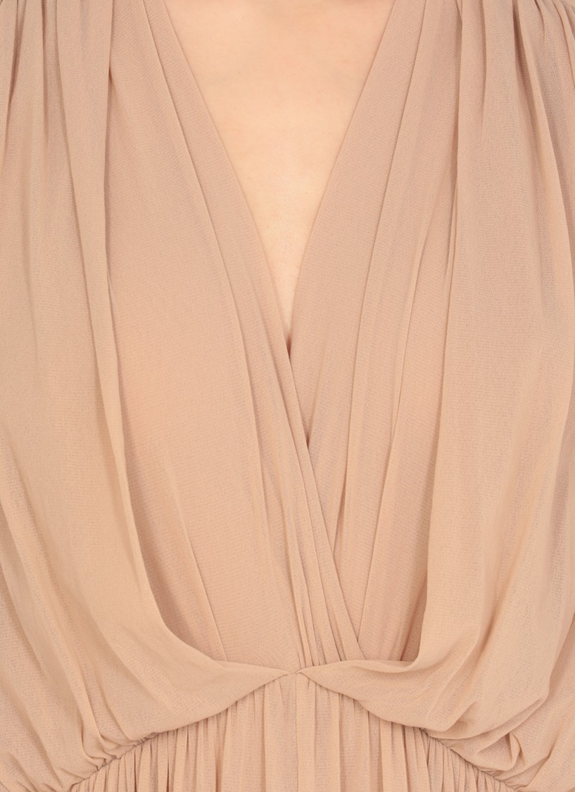 Philosophy Di Lorenzo Serafini Deep V-neck Maxi Dress With Billowy Sleeves