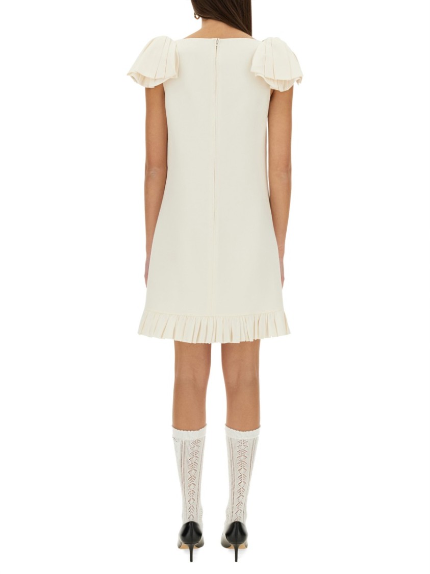 Valentino Ruffled Wool And Silk-blend Crepe Mini Dress