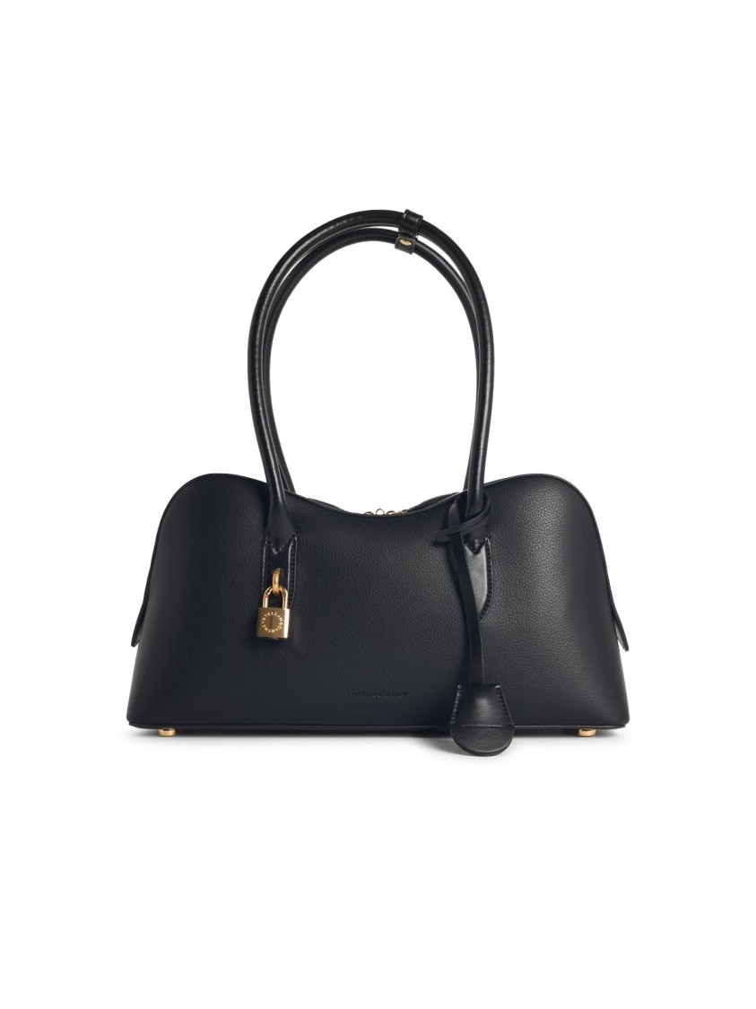 Stella Mccartney Structured Shape Shoulder Bag With Gold-tone Hardware In Black