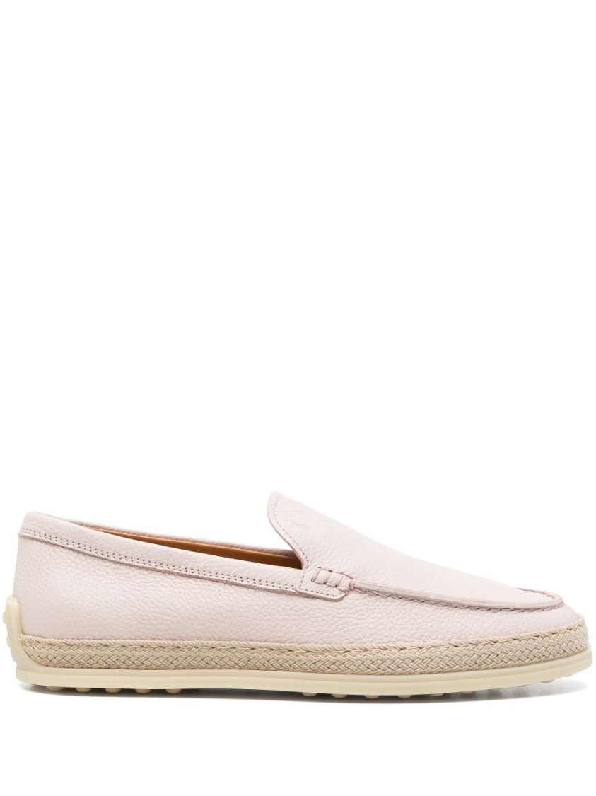 Tod's Calfskin Pink Flat Shoes In Neutral