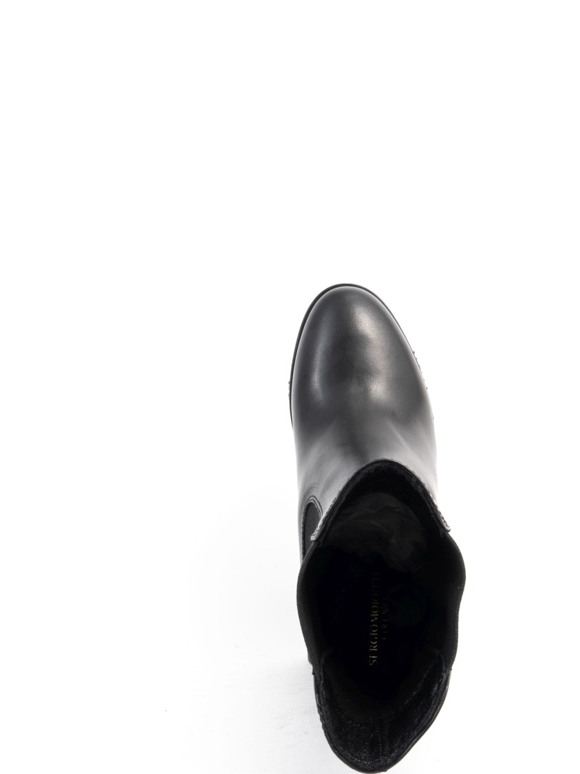 Sergio Moretti Black Ankle Boots With High Block Heel In Black