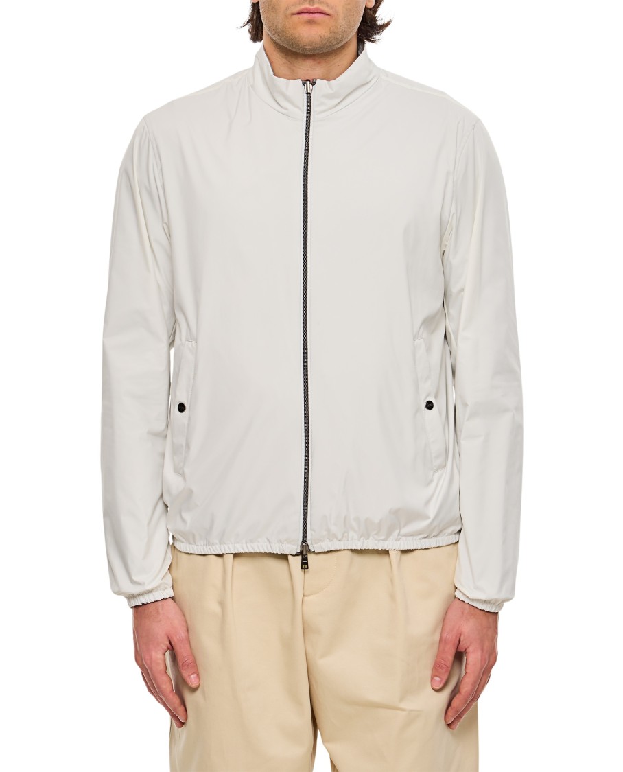 Herno Reversible Nylon And Cotton Jacket With Double Slider Zip Closure In White