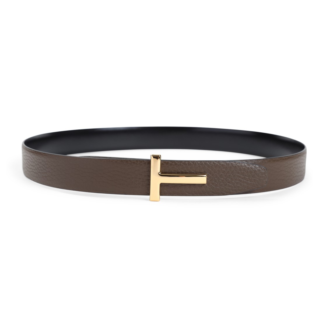 Tom Ford Reversible Belt With Logo Plaque In Green