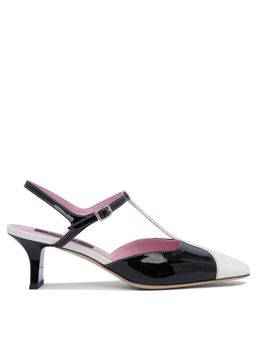 Carel Paris Pointed Toe Calf Leather Sandals In Black