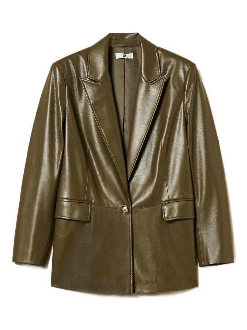Twinset U&b Tailored Green Jacket With Structured Silhouette