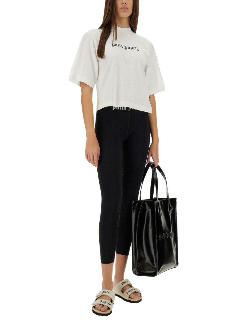 Palm Angels Off-white Classic Logo Baby T-shirt In Black