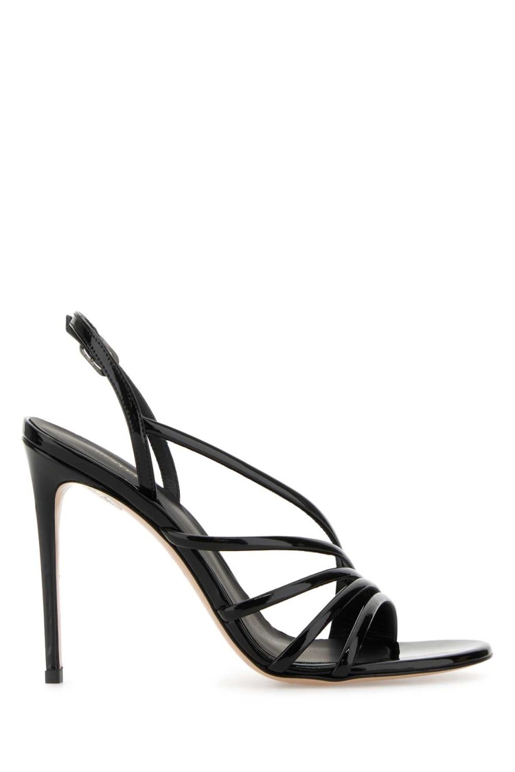 Le Silla Black Leather Scarlet Sandals