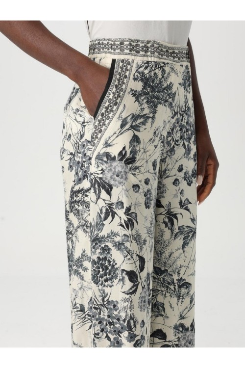 パンツ Simona Corsellini Wide-Leg Trousers With Floral Print Simona Corsellini - Floral print wide-leg trousers black