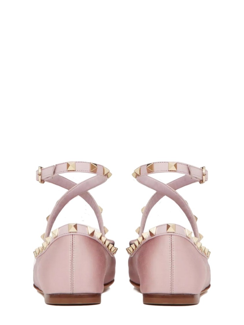 Shop Valentino Garavani Satin "rockstud" Ballerina