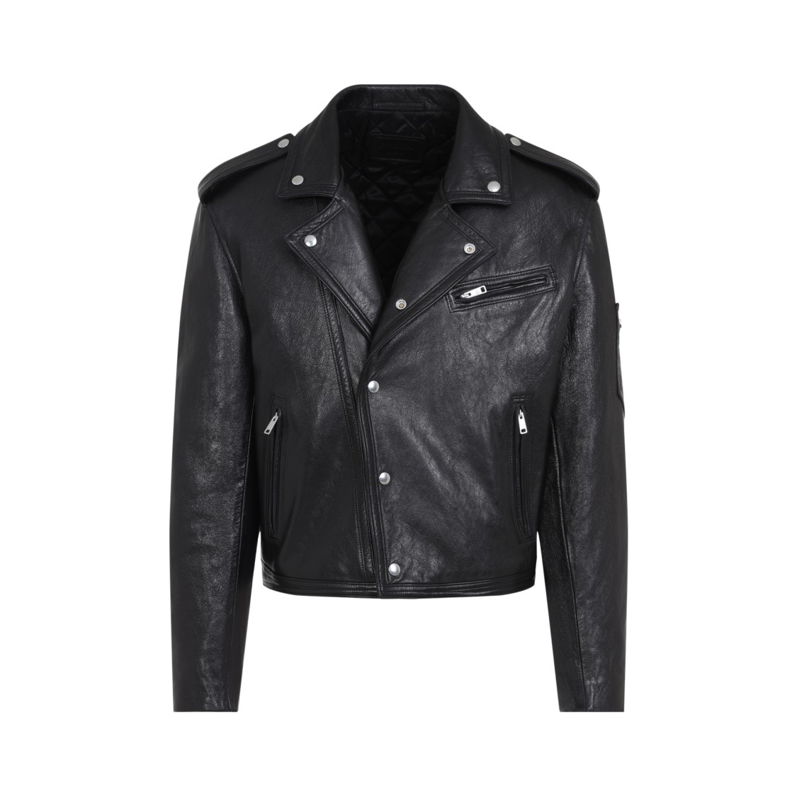 Prada Leather Biker Jacket In Black
