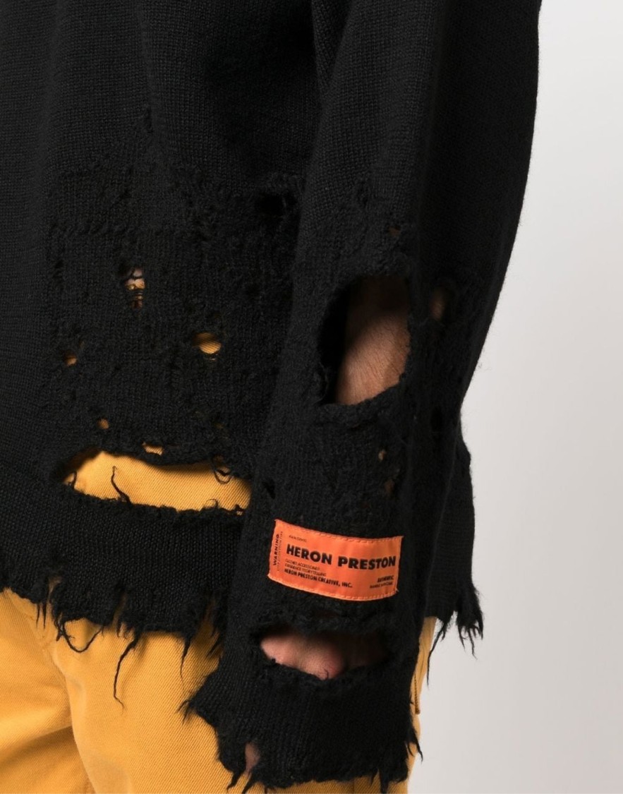 Heron Preston Ctnmb Logo Shredded Knit Sweater In Multi