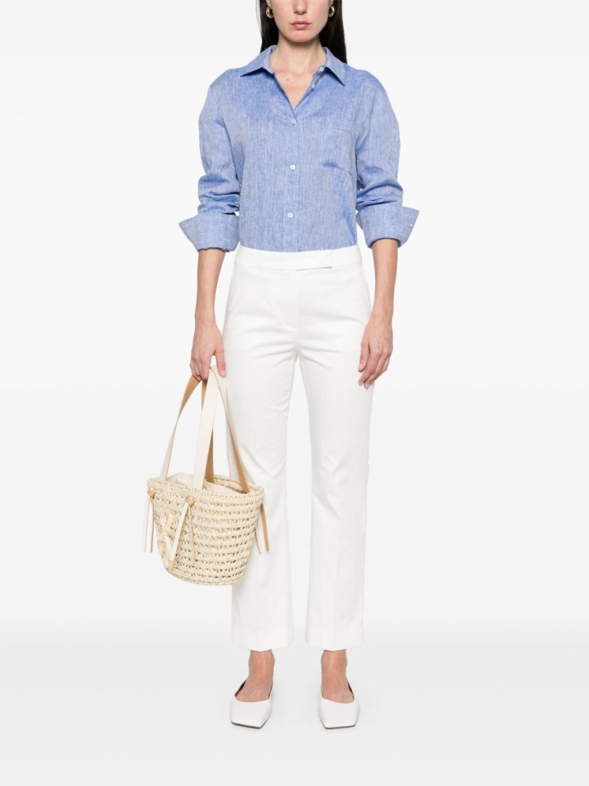 Max Mara Tailored Straight Leg Trousers With Belt Loops In White