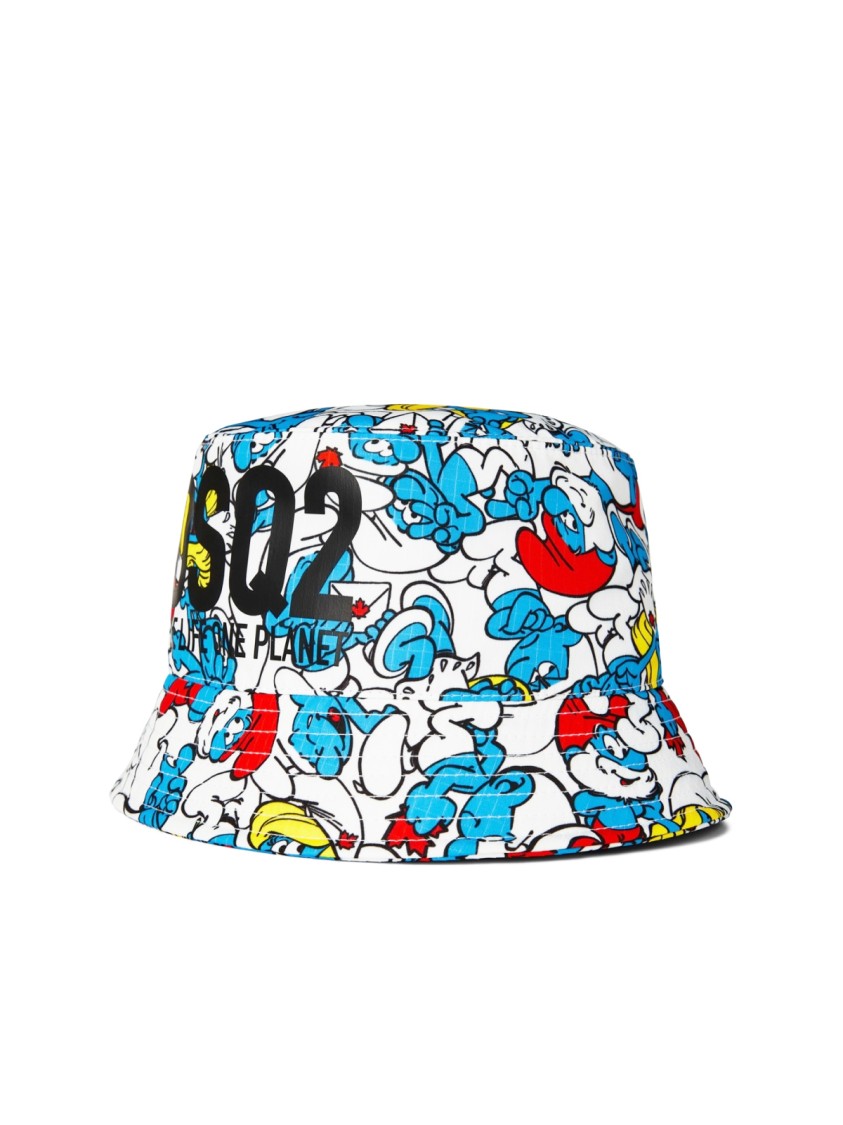 Dsquared2 Smurfs Logo Bucket Hat In White