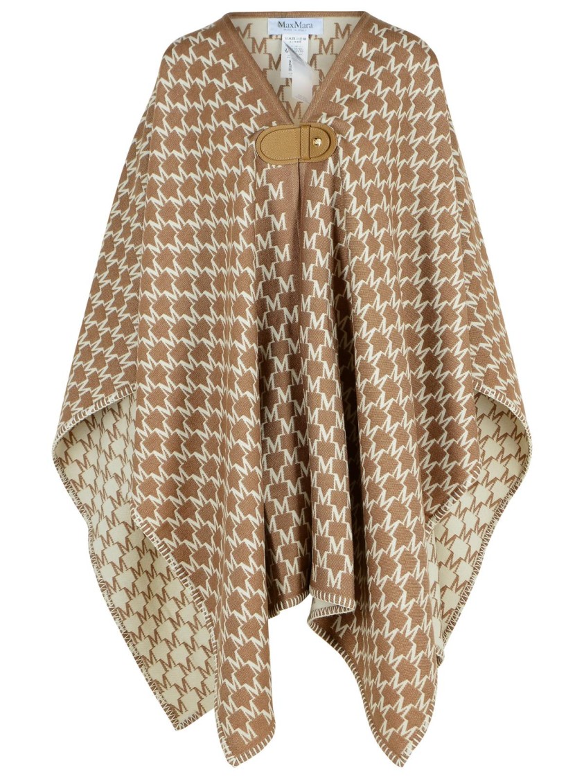 Max Mara Editti Hood In Virgin Wool And Brown Cotton In Neutral