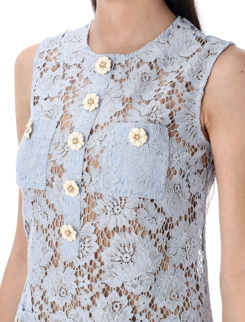 Shop Self-portrait Light Blue Lace Mini Dress
