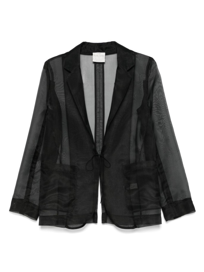 Shop Forte Forte Sheer Silk Jacket With Tailored Silhouette