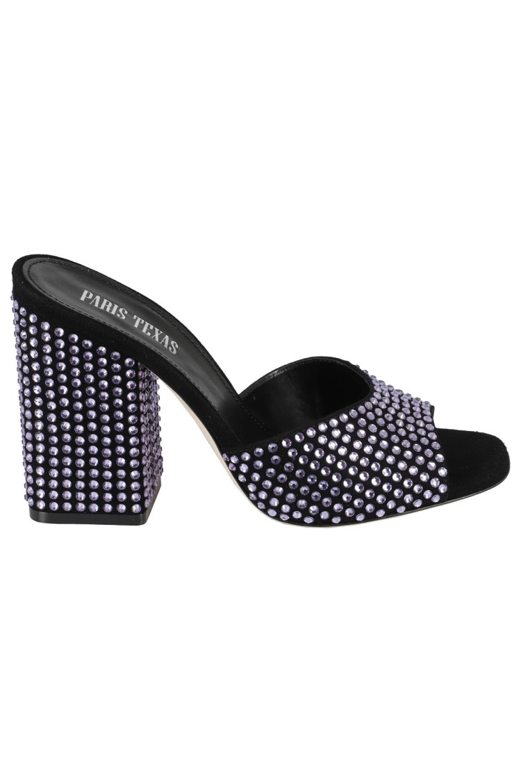 Paris Texas Leather Mules In Black