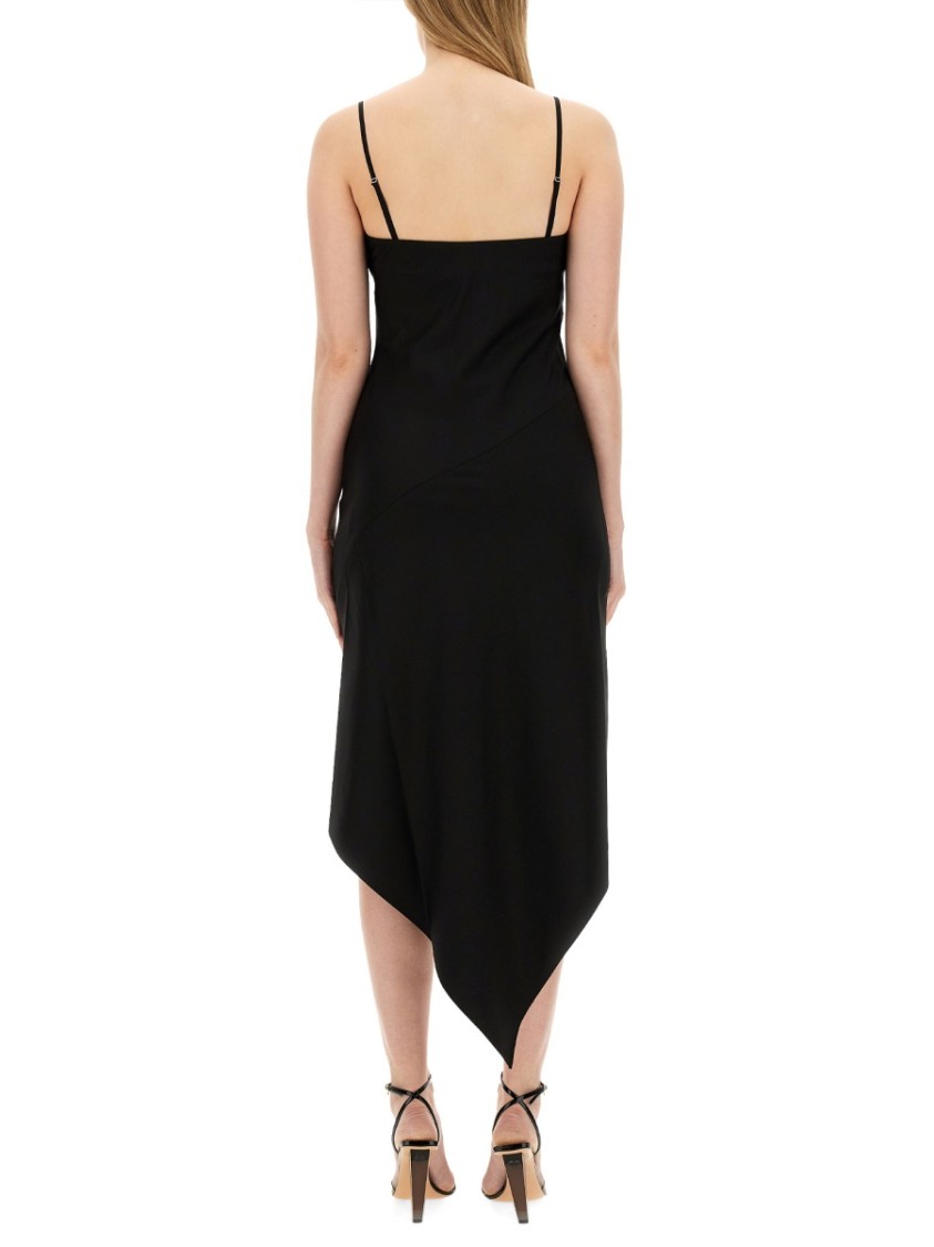 Helmut Lang Fitted Evening Dress With Scarf Hem Design In Black