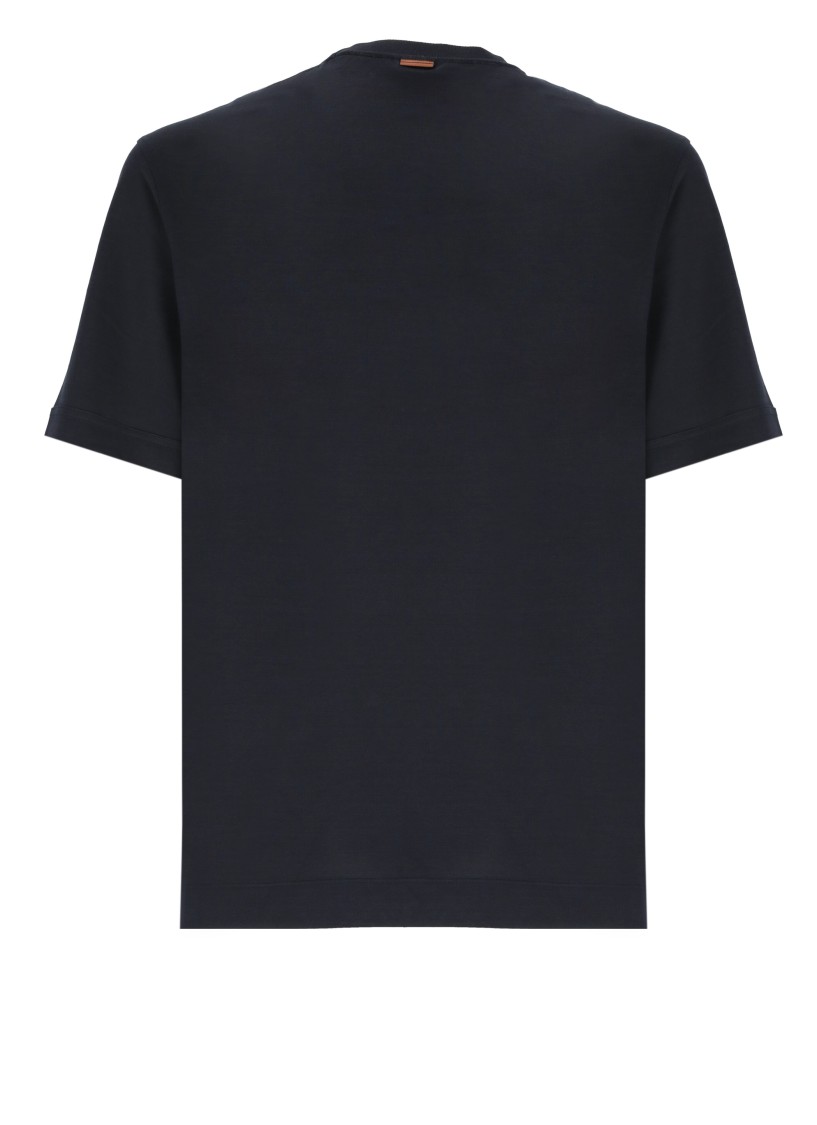 Shop Zegna Blue Cotton And Silk T-shirt