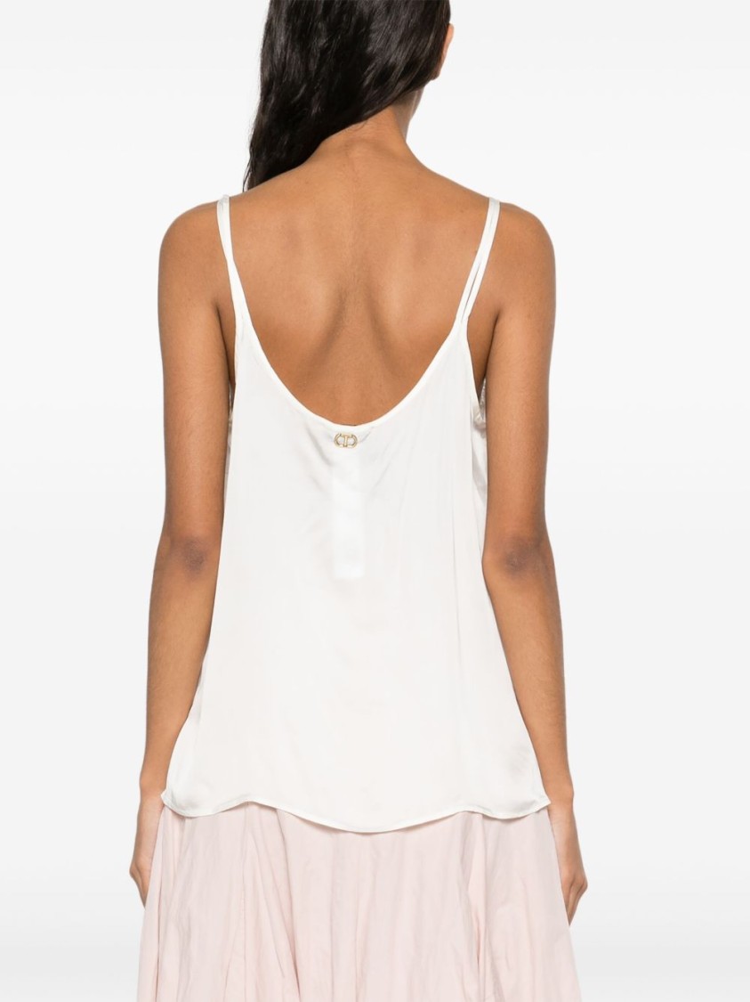 Twinset White Top With Thin Shoulder Straps In White