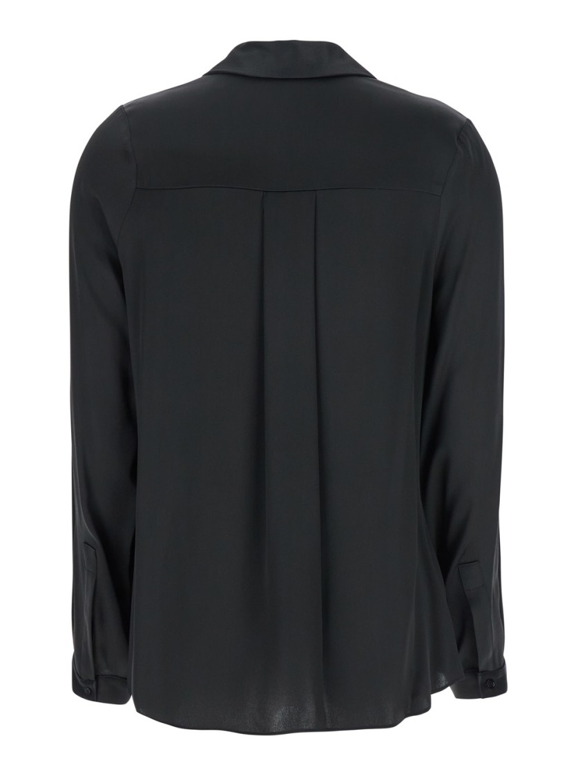 SEMICOUTURE SEMI COUTURE CLASSIC BUTTON-DOWN SATIN SHIRT WITH RELAXED FIT AND PLEATED BACK