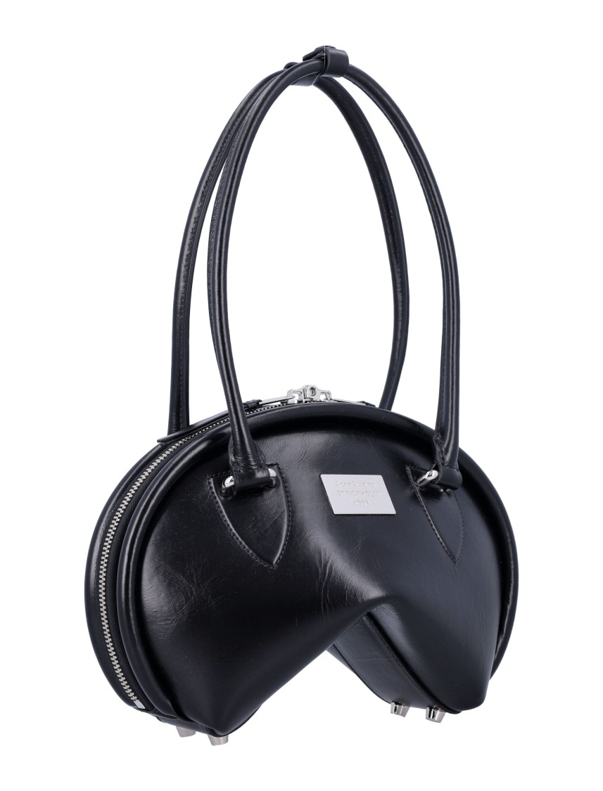 Acne Studios Small Bowlina Leather Shoulder Bag In Black