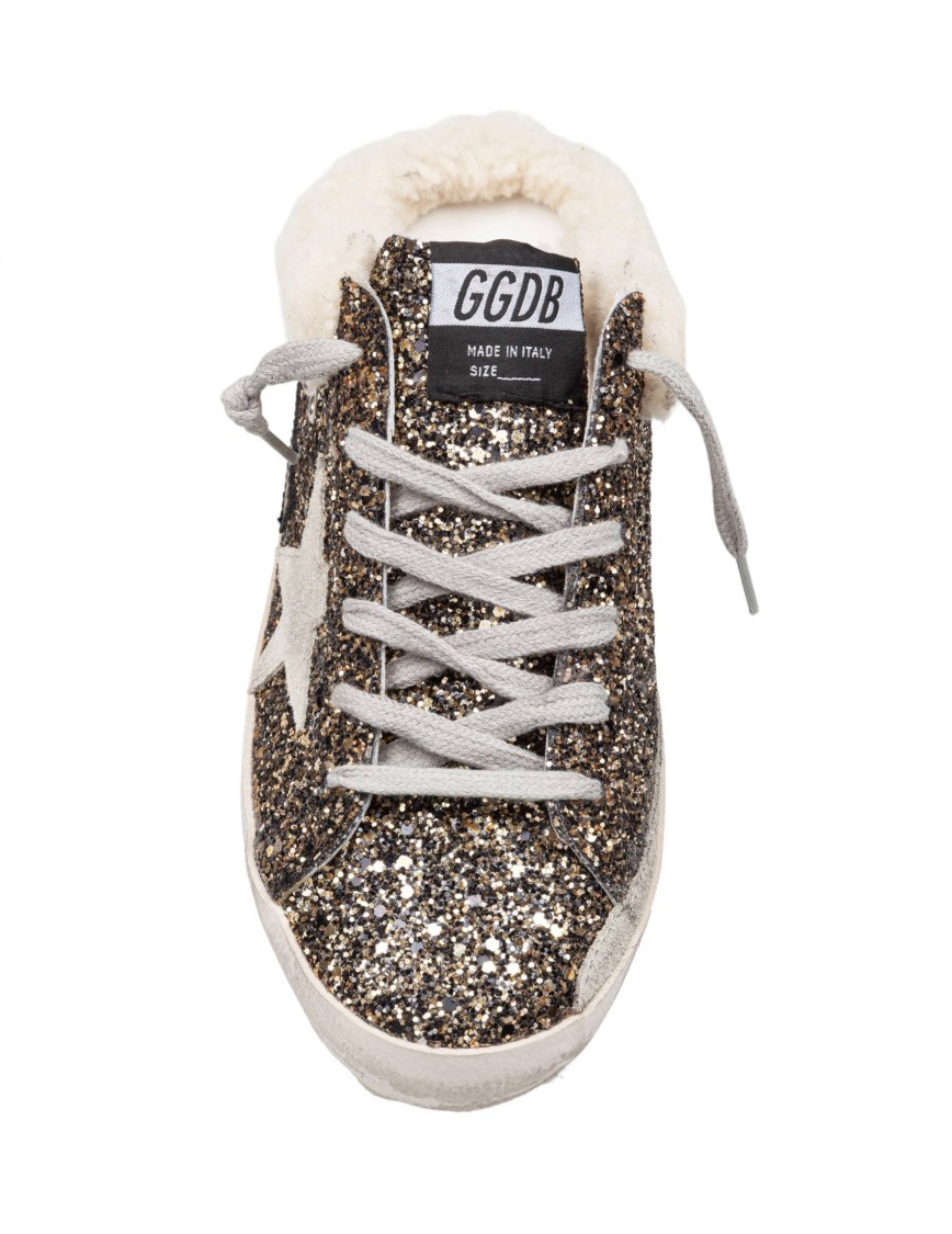 Golden Goose Super-star Sabot Glitter Upper Suede Star Shearling Lining