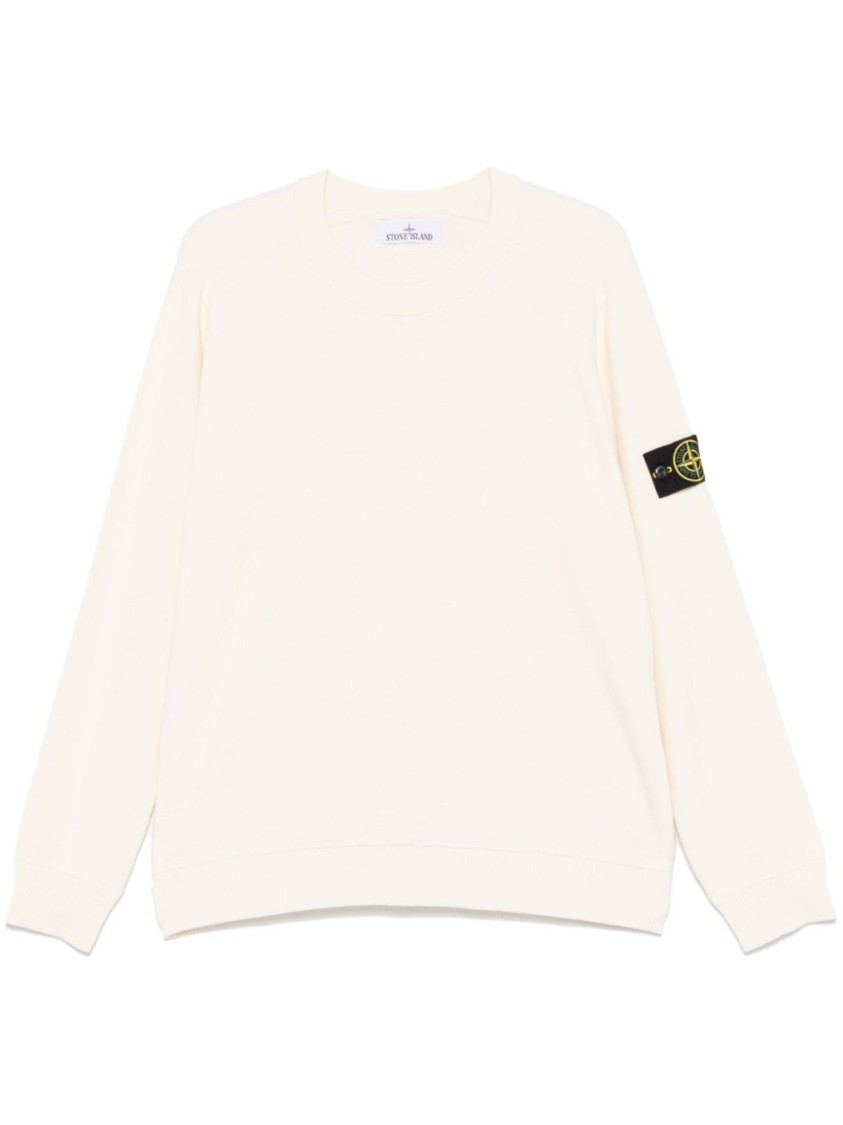 Stone Island Buttoned-patch Knitted Sweater In Neutrals