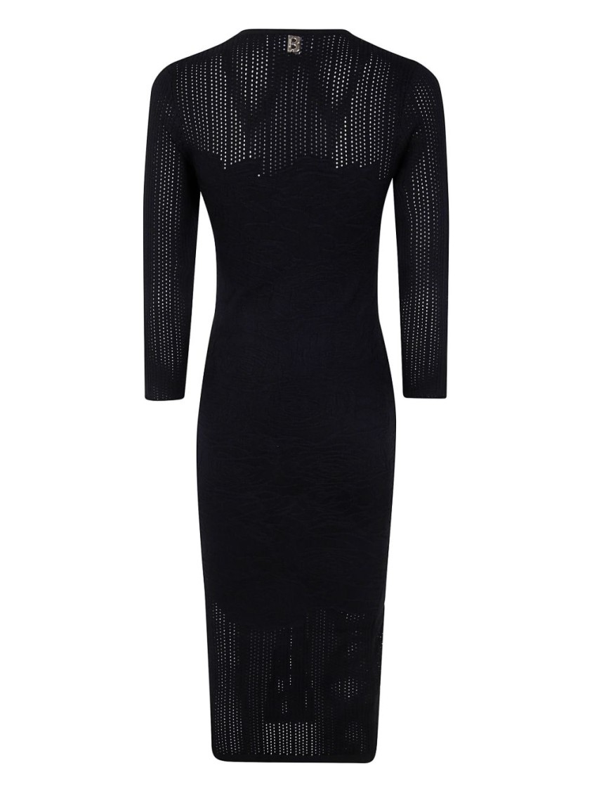 Blugirl Fitted Midi Dress With Deep V-neckline In Black