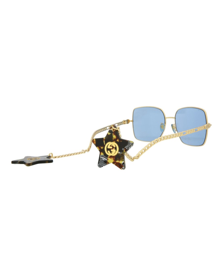 Gucci 61mm Square Sunglasses With Chain In Gold