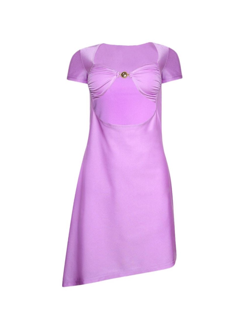 Marine Serre Draped Jersey Open Chest Dress Sweet Lilac In Purple