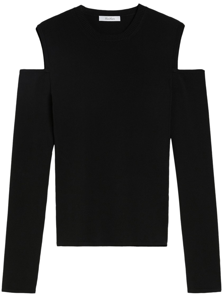 Max Mara Fitted Black Top With Shoulder Cut-outs In Black